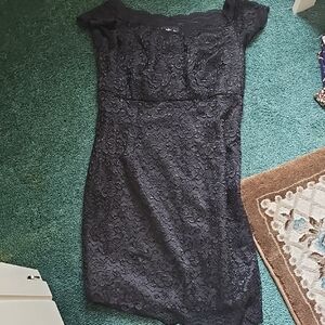 Worthington Black Floral Lace Mini Dress